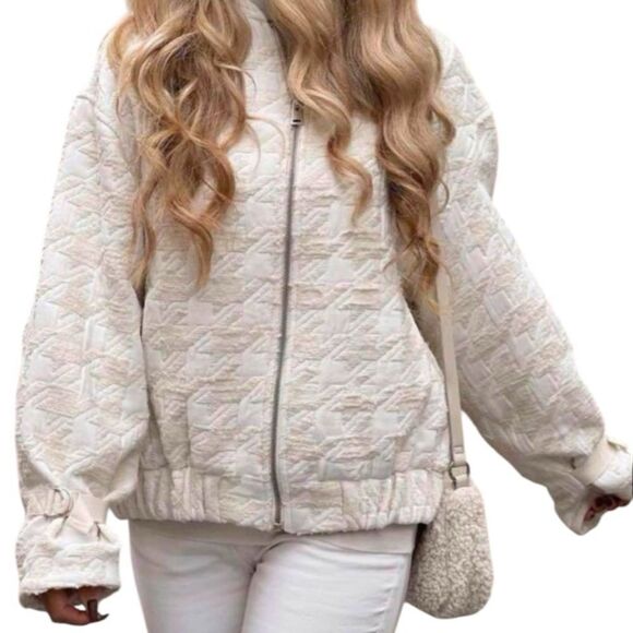 ZARA Vintage Quilted Cream Sherpa Jacket NWT - Picture 15 of 15